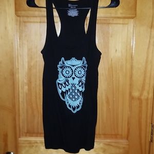 Black owl tank top